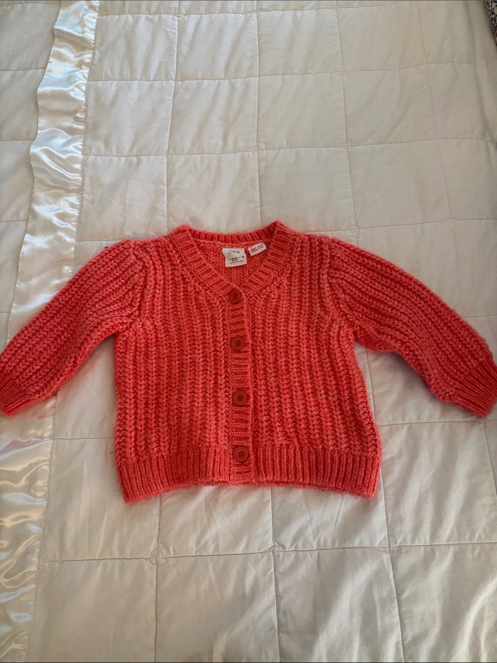 Zara Coral Knit Button-Front Cardigan